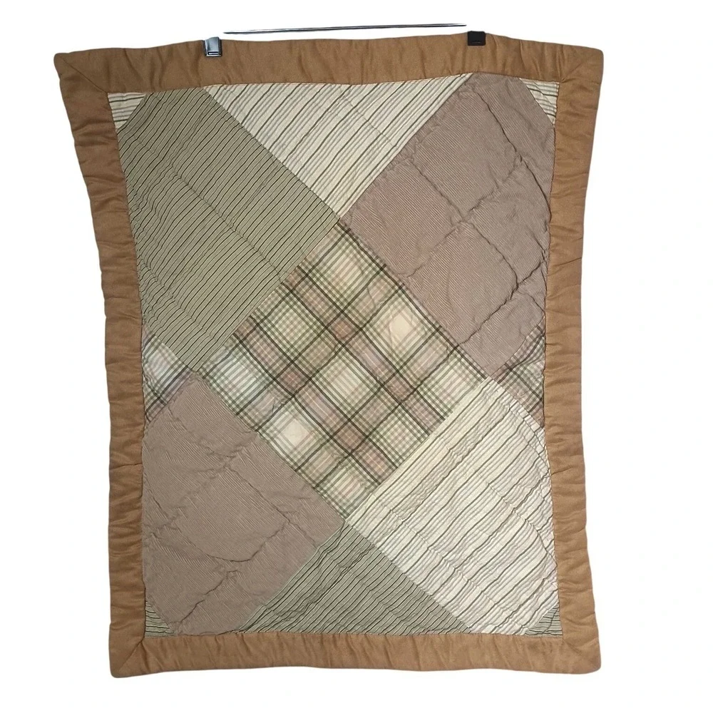 Vintage Woolrich Corduroy Pillow Sham Standard Patchwork Green/Yellow/Tan